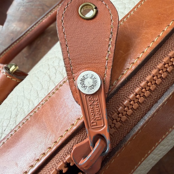Dooney & Bourke Cream and Brown Leather Satchel - Picture 5 of 12